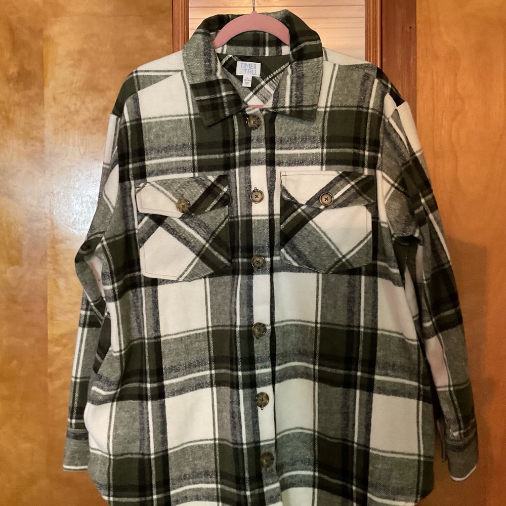 Plaid Button-Up Shirt Jacket